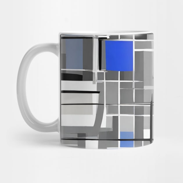 Blue Gray Black And White Abstract Rectangles by EdwinPlenzler